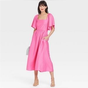 SOLD A New Day Flutter Sleeve Pink Dress